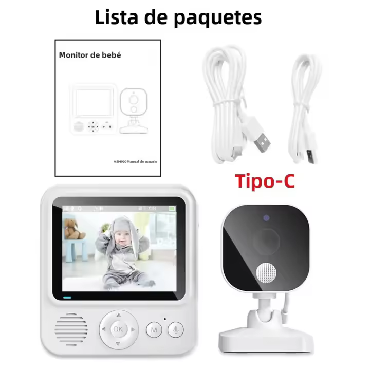 Monitor De Bebé Cdycam ABM900 Cámara De Seguridad Con Visión Nocturna Audio Bidireccional Video 2.8 Pulgadas Alarma De Llorido Recordatorio De Comidas Monitor Portátil Con Pantalla LCD - 1