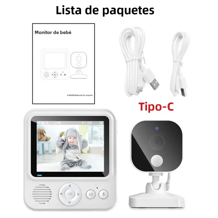 Monitor De Bebé Cdycam ABM900 Cámara De Seguridad Con Visión Nocturna Audio Bidireccional Video 2.8 Pulgadas Alarma De Llorido Recordatorio De Comidas Monitor Portátil Con Pantalla LCD - 1