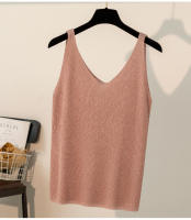 Top De Mujer Nuevo Verano V-Neck Tank Blanco Negro Tejido Suave Estilo Casual Ropa De Mujer Camiseta Q3441 - details 4