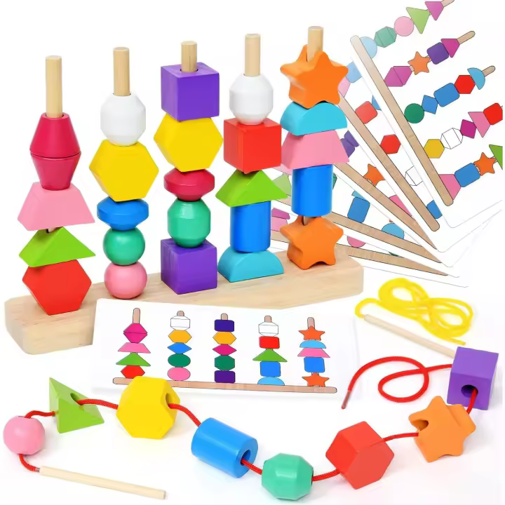 Juguetes de Madera Montessori 2 en 1 para niños de 2-5 años,rompecabezas de Madera con cuentes, juego educativo Mejorado - 1