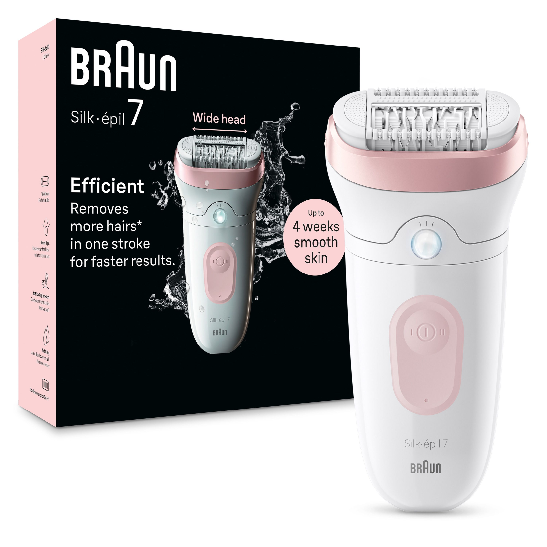 Braun Silk-épil 7-000 depiladora Eléctrica Mujer Para Una Eliminación Del Vello Fácil, Depilación En Seco Y En Mojado, Con Cabezal De Rasuradora, Piel Suave Duradera - Producto Europeo con Garantía Oficial.