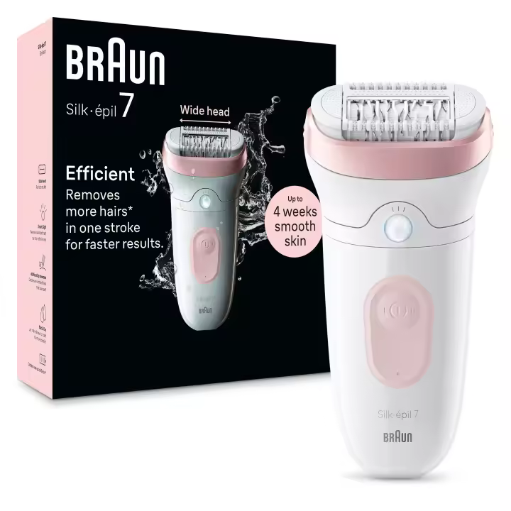 Braun Silk-épil 7-000 depiladora Eléctrica Mujer Para Una Eliminación Del Vello Fácil, Depilación En Seco Y En Mojado, Con Cabezal De Rasuradora, Piel Suave Duradera - Producto Europeo con Garantía Oficial. - 1