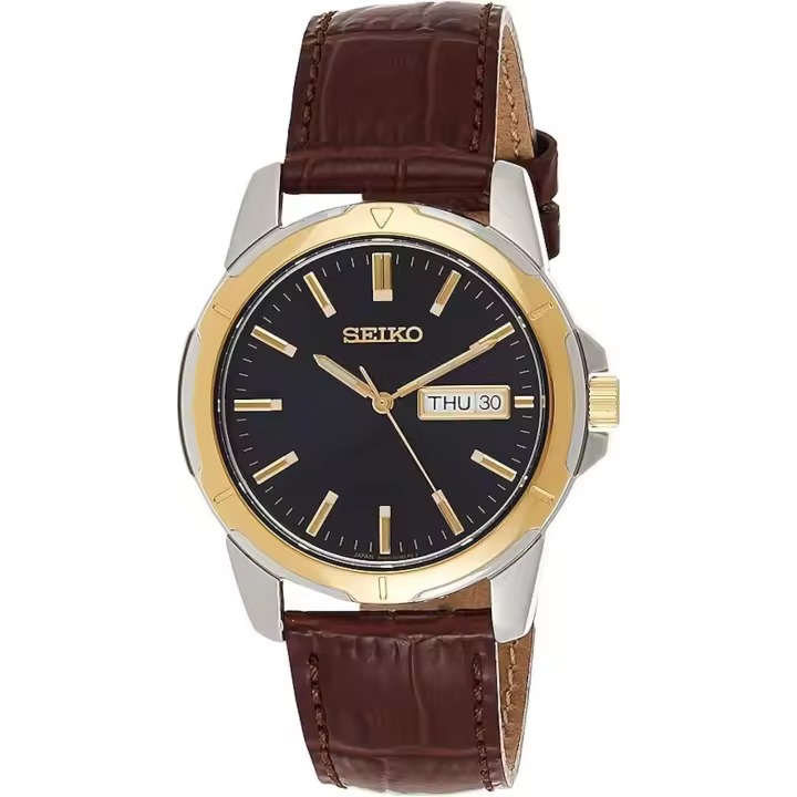 reloj clásico hombre Seiko Essentials SUR360 39.6mm 100m WR correa de cuero cuarzo - 1