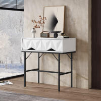 Mesa de entrada moderna y elegante con muebles geométricos tridimensionales para entradas y salones (Blanco + patias Doradas) - details 1