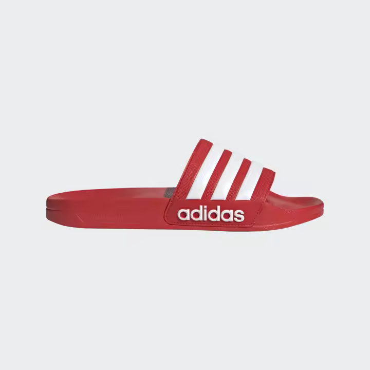 CHANCLA ADIDAS ADILETTE ROJA CON RAYAS BLANCAS - 1