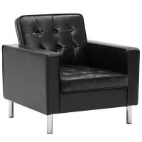 vidaXL Sillón de cuero sintético Negro, Blanco, Sillon Dormitorio Sillon Comodos Silla Relax Sillón Sofá - details 1