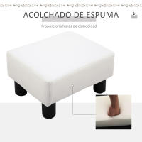 HOMCOM Reposapiés Otomano Taburete Pequeño Tapizado en Piel Sintética con Asiento Acolchado de Espuma y Patas de Plástico para Sofá Dormitorio 40x30x24 cm - details 3