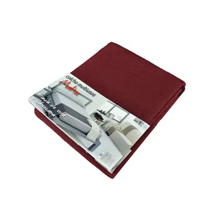 Colcha Multiusos Foulard para Cama y Sofá, Modelo Malta, Estampado, Color Granate, Cañete - 1