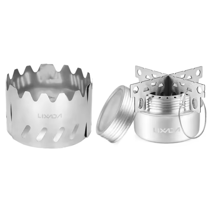Estufa Portátil Lixada Mini Para Camping Con Quemador De Alcohol De Aluminio 100ml Con Tapa Y Soporte Cruzado Antiviento Para Supervivencia En Camping - 1