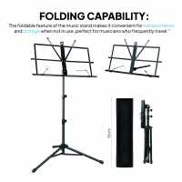 Ociodual Atril Metálico Plegable para Partituras de Música Viajes Desplazamientos Negro Soporte Ajustable Regulable Altura - details 2