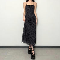 Vintage 2000s Long Dress Women Spaghetti Strap Loose Grunge Streetwear 2000s Fashion Retro Outfit - details 13