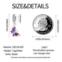 Encanto De Mariposa Cambio De Color Chameleon En Plata 925 Con Cuentas De Zirconia Para Pulseras Originales Y DIY Joyería Fina Regalos - details 12