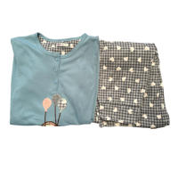 pijama de mujer de 3 piezas - camiseta y pantalon manga larga de algodon - bata estilo corto de coralina con cinturón y bolsillos,  grueso y cálido, suave y cómodo para dormir, ropa de hogar - Adecuado para otoño e invierno - 12617 - details 4