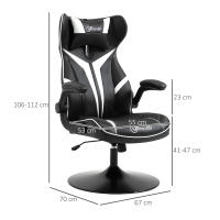 Silla Gaming Silla de ordenador ergonómica con función balancín Silla giratoria Mero regulable en Altura Negro + Blanco 67x75x106-112 cm - details 6