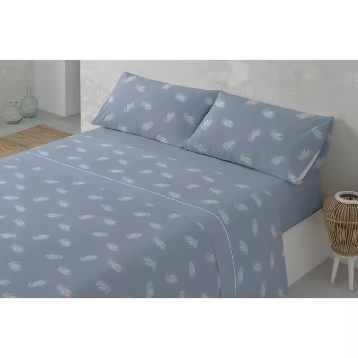 Juego de sábanas, suave, fresco. Azul, Juego de Cama 100% Microfibra tacto Satén. Cama de 135 y 150. Primavera, Verano. Dormitorio Elegante, Alegre, Colorido,Luz. - 1