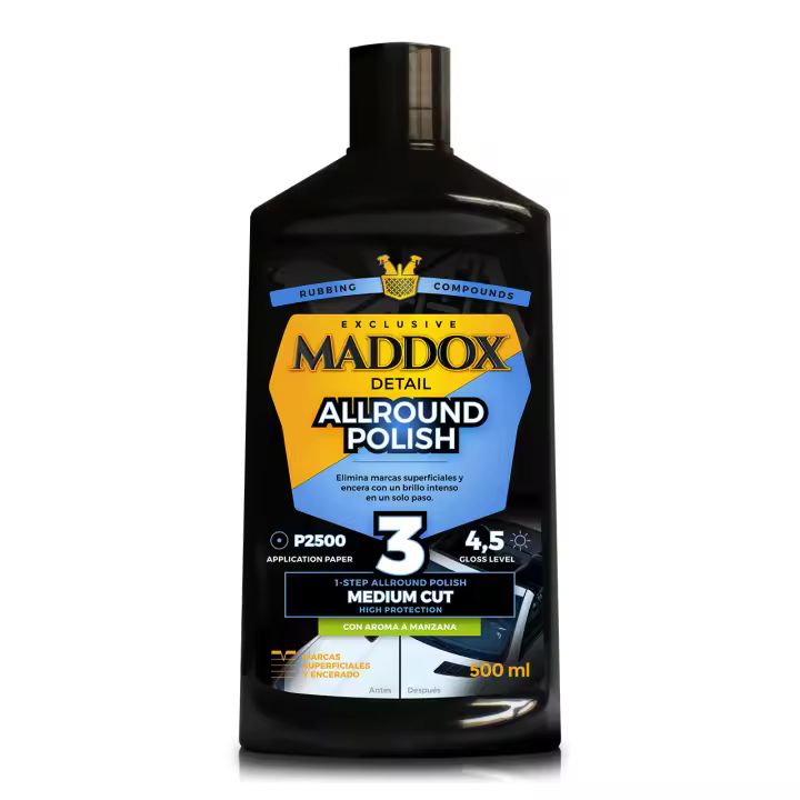 Maddox Detail - Allround Polish – Pulimento Profesional de un Solo Paso. Elimina marcas superficiales, abrillanta y protege la pintura del coche. Brillo Intenso, 500ml - 1