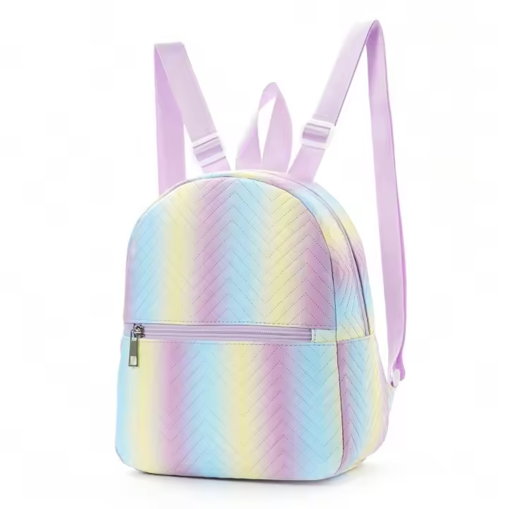 Mochila Clásica Para Niñas Con Detalle De Chevrons Y Correa Ajustable En PU Mediana Con Cierre De Cremallera - 1