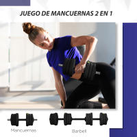 SPORTNOW Kit de Mancuernas 20kg 2 en 1 Juego de Pesas con Barra de Pesas Mango Antideslizante Mancuernas Ajustables para Entrenamiento de Fuerza en Hogar Gimnasio Oficina Negro y Verde - details 3