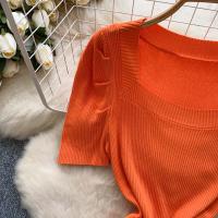 Vestido De Punto REALEFT Vintage De Verano Para Mujer Con Mangas Escaleras Estilo Casual Cuello Cuadrado Ajustado Hasta La Cintura - details 21