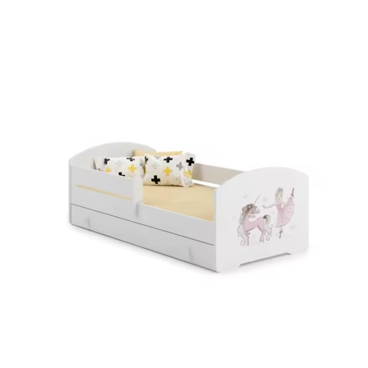 Cama de criança 160 x 80 com gaveta, colchão e estrado incluídos Kobi Luk Girl with unicorn - 1