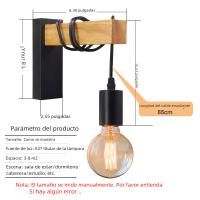 Vintage Lámpara de pared de Madera con Luz táctil de encendido y apagado Montada en La Parada - details 1