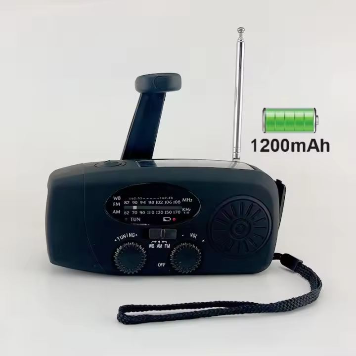Actualización Solar portátil de emergencia de radio meteorológica de mano manivela AM / FM NOAA radios de supervivencia con linterna LED 2000mAh Banco de energía para el teléfono inteligente para el hogar al aire libre camping viajes terremoto - 1