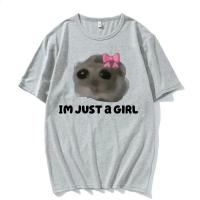 Camiseta De Moda Vintage Kawaii Triste De Hamster Divertida Para Hombres Y Mujeres Verano Casual Oversize Streetwear Polyester - details 9