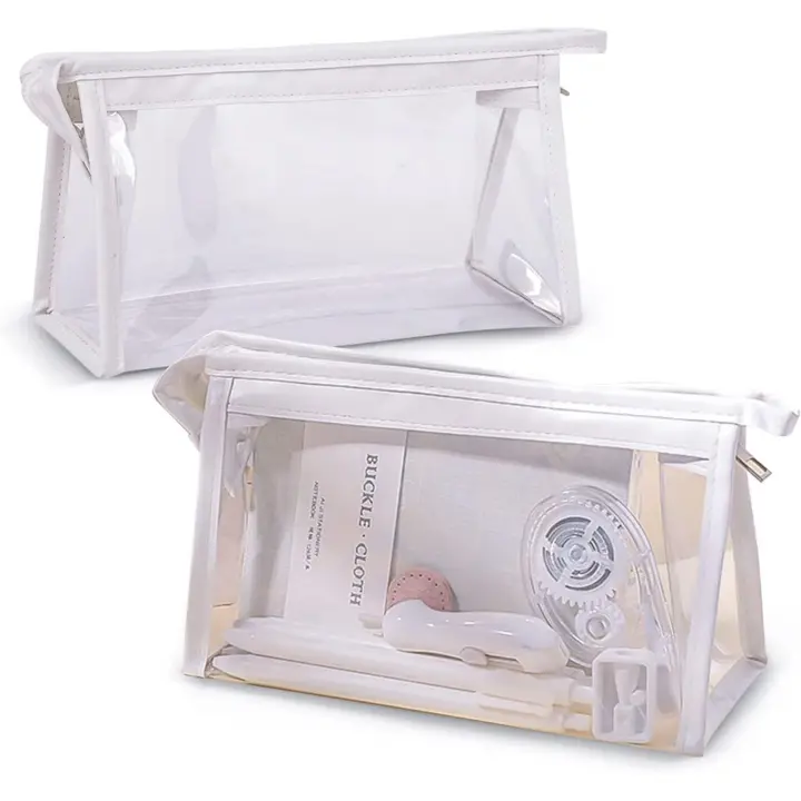 2 Piezas Bolsas de Cosméticos Transparentes, Bolsas de Maquillaje Impermeables Transparentes, Bolsas de Viaje de PVC, Estuches Transparentes para Cosméticos, Organizadores Estacionarios - 1