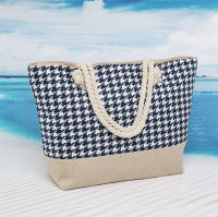 EILV - Bolso de Playa Mujer con Cremallera y Bolsillo Interior | Grande, Ligero, de Tela, Estilo Clásico a Cuadros | Bolsa Verano para Viaje, Piscina, Playa, Picnic - details 8