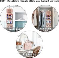Neceser de viaje para mujer, bolsa de maquillaje colgante de piel sintética de 9 l con asa de metal a presión, gran organizador de viaje para artículos de tocador y accesorios, resistente al agua, color rosa - details 4