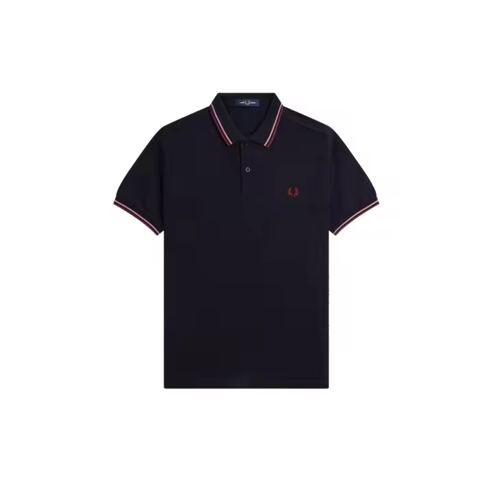 Fred Perry Slim Fit Twin Tipped Polo Navy / Dusty Rose Pink / Oxblood - 1