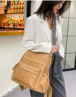 Mochila retro de gran capacidad y moda, bolso de hombro de cuero suave de doble propósito, mochila para mujer - details 10