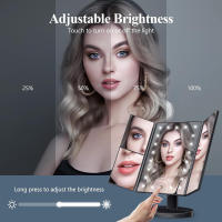 Espejo De Maquillaje Plegable Con Pantalla Táctil LED Y Soporte Ajustable Recargable Por USB Magnificación 1x/2x/3x Ilumina Tu Belleza - details 1