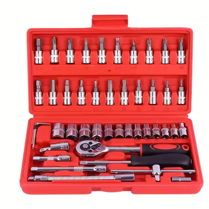 Kit De Herramientas De Reparación De Coche 46pcs Juego De Llaves De Fijación Y Destornilladores Para Bicicletas Y Autos - 1