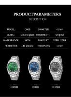 Reloj De Pulsera De Cuarzo Para Hombre CHRONOS Lujo Tendencia Acero Inoxidable Resistente Al Agua Con Calendario Completo Y Manos Luminosas - details 4