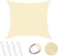 Vela De Sombra Cuadrada 5x5m, Cobertizo De Jardín 95% Bloque UV Protector Solar Toldo Tela De Sombra Impermeable Durable para Patio Al Aire Libre Jardín Patio Trasero Camping Piscina - Crema - details 0