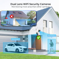 Cámara De Seguridad IP 1080P Dual-lens Wifi PTZ Exterior Con Visión Nocturna Humana Detecta Y Auto Seguimiento Doble Pantalla Camhi - details 3