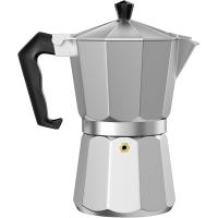 【APTO INDUCCION】Cafetera Italiana de Aluminio para Espresso, Cafetera Clásica de Fogón con Válvula de Seguridad y Mango Antiescaldaduras, Incluye Junta de Silicona, Disponible en 1, 3, 6, 9 y 12 Tazas, Apta para Inducción, Color Plata - details 0