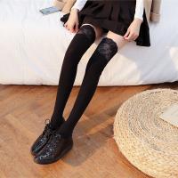 Medias Altas Hasta La Rodilla Para Mujer Algodón Y Poliéster Espesas Para Otoño E Invierno Medias De Punto Con Rayas Verticales Y Colores Sólidos - details 13