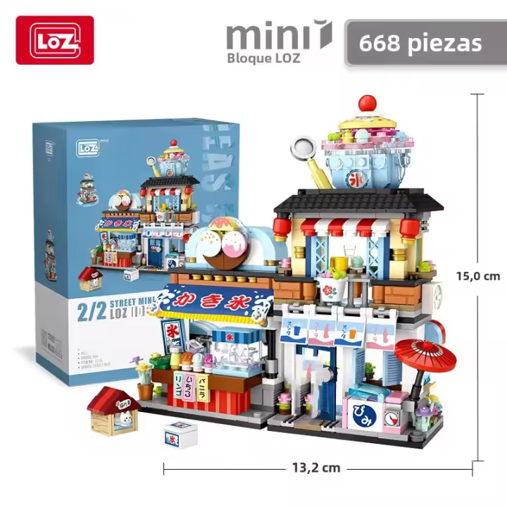 Modelo De Casa De Compras Japonesa LOZ-1231 Tienda Acuática Y De Licor Para Niños Bloques De Construcción Pequeños Compatible Con Lego ABS Sin Baterías - 1