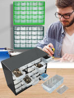 Caja De Herramientas Plástica Multi-Grid 25 Compartimentos Para Almacenamiento De Componentes Electrónicos Y Tornillos Pared Montado Organizador De Partes De Cajones - details 8