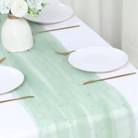 Corredor De Mesa Semi-Transparente De Gauze Verde Esponja Para Bodas Navidad Fiestas Y Banquetes Decoración De Pastel - details 7