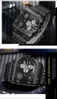 Reloj De Cuarzo Para Hombre Oulm 9315 Plata Oro Azul Zafiro 3 Zonas Horarias Militar Reloj De Pulsera De Acero Completo Marca De Lujo - details 10