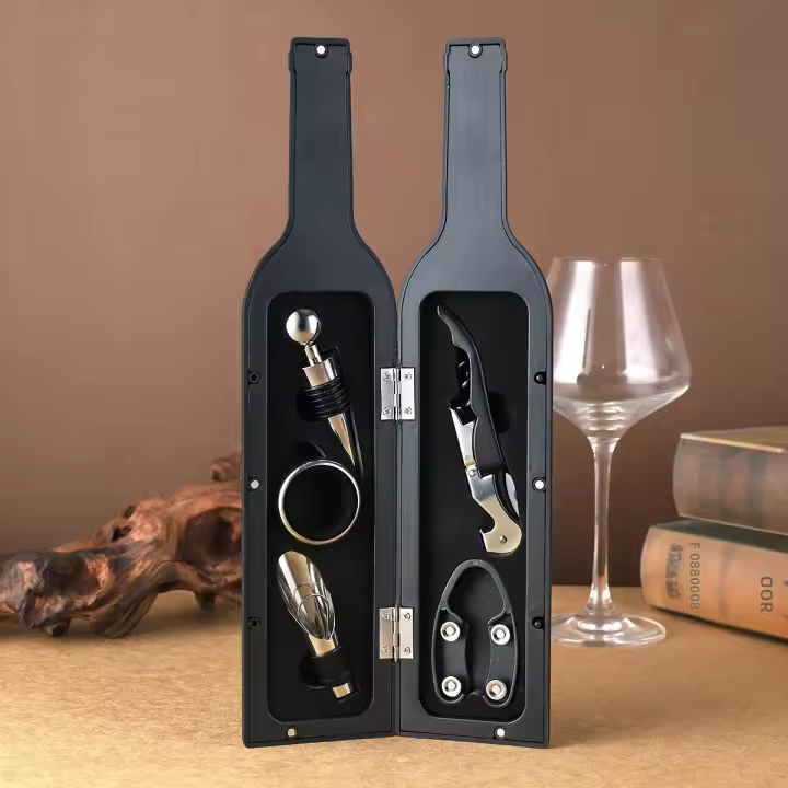 Juego De Vino Creativo 5-Piezas Con Abrebotellas Y Caja De Regalo Herramienta De Vino Material De Aleación De Aluminio Multifuncional Portátil Plegable - 1
