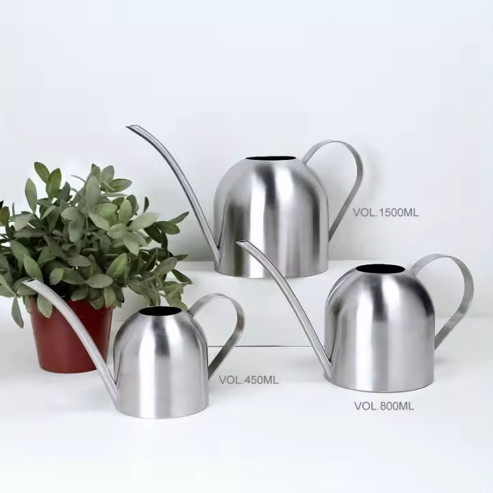 Maceta De Riego De Acero Inoxidable Con Boquilla Larga Accesorios De Jardín Para Plantas Sandía De Cobre Pulido Metal - 1