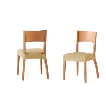 Fundas Para Sillas De Comedor - Pack De 2 Fundas Elásticas Naranja Beige, Lavables, Antideslizantes, Ajustables A Respaldo 45-60 Cm