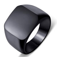 Anillo De Sello Grande En Forma Cuadrada Personalizable En Plata/Oro/Negro/Azul Para Hombres Anillo De Titánico Acero Joyería Clásica Para Fiesta - details 11