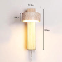 Lámpara De Pared Para Dormitorio Con Cabezal De Cama Y Interruptor De Hilo Puede Rotar Estilo Medieval Francés Retro En Madera Sólida Luz Crema - details 1