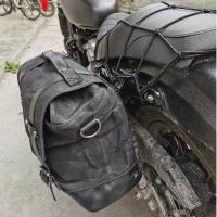 Bolsa De Silla Retro Para Motocicleta Impermeable Gran Capacidad Bolsa Lateral De Motocicleta De Lona De Cera Vintage - details 26