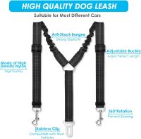 Cinturón De Seguridad Para Perros Ajustable Con Bungee Reflectante Y No Enredado De Dos Puntos Para Viajes En Vehículo Accesorio De Viaje Para Perros Universal - details 6